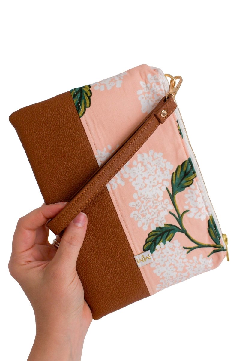 Hydrangea Vegan Leather Wristlet – Convertible Crossbody Wallet - Modern Makerie