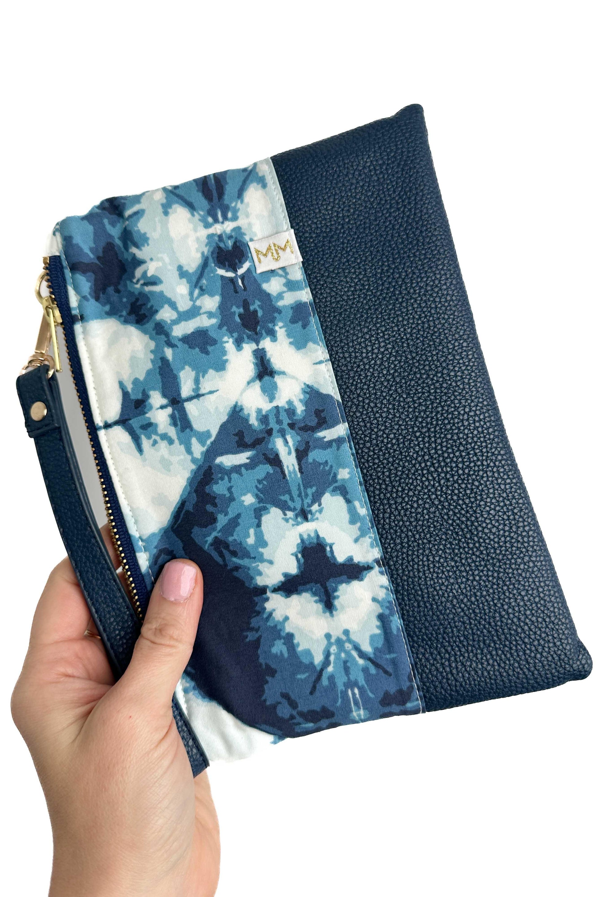 Inky Blues Convertible Crossbody Wristlet+ with Compartments READY TO SHIP - Modern Makerie