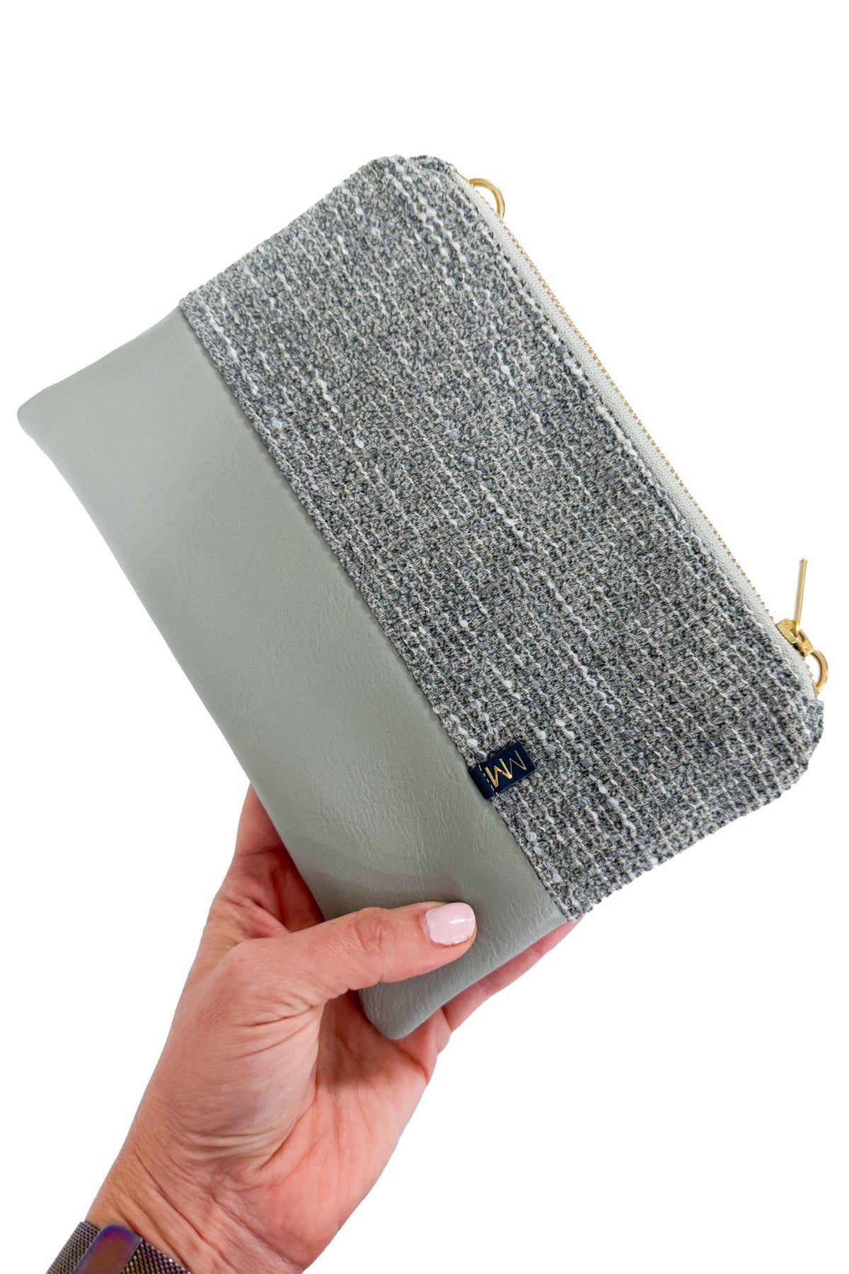 Light Grey Vegan Leather Wristlet – Convertible Crossbody Wallet - Modern Makerie