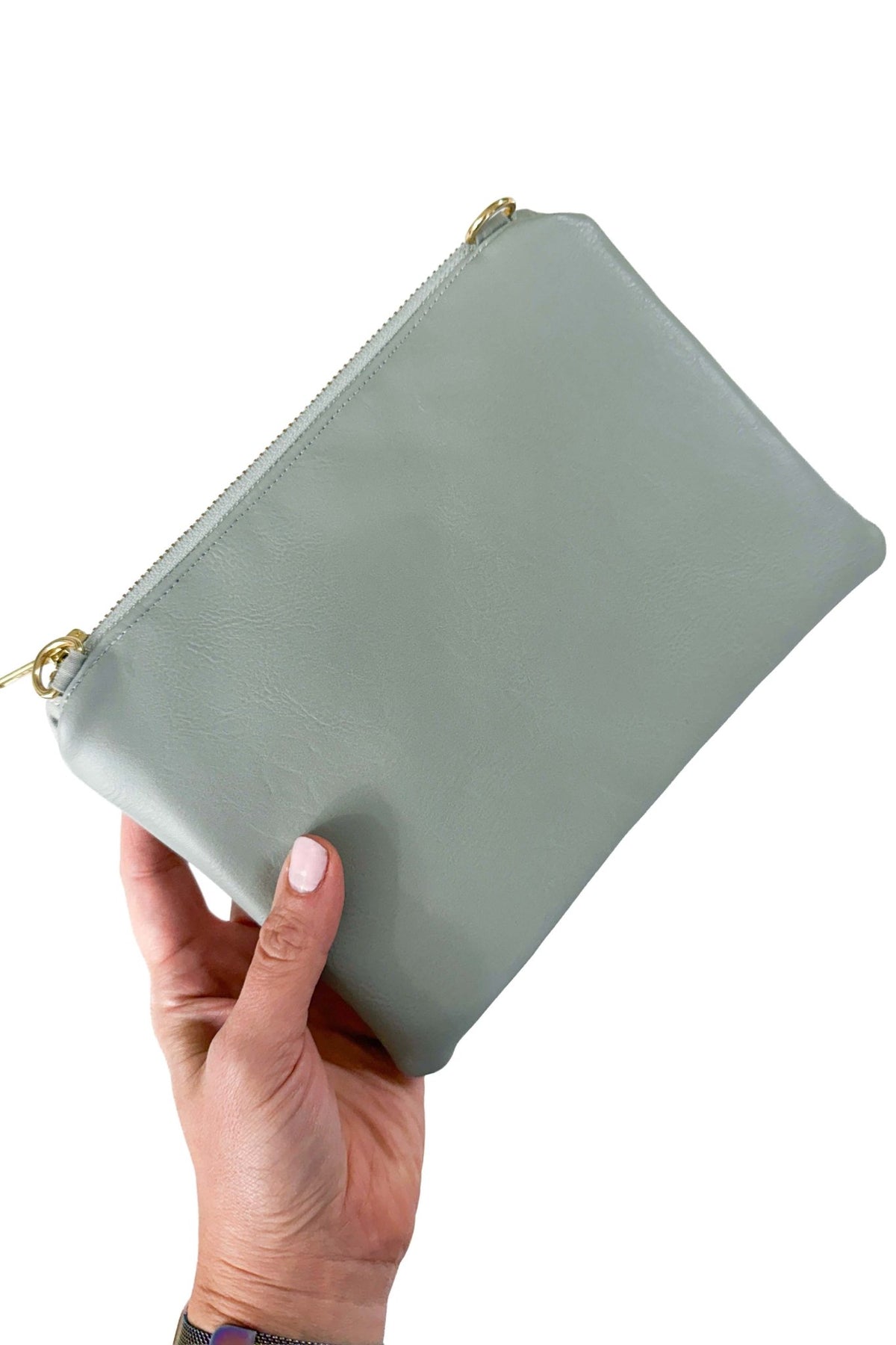 Light Grey Vegan Leather Wristlet – Convertible Crossbody Wallet - Modern Makerie