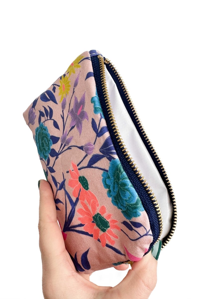 Mauve Garden Canvas Everyday Travel Pouch - Modern Makerie