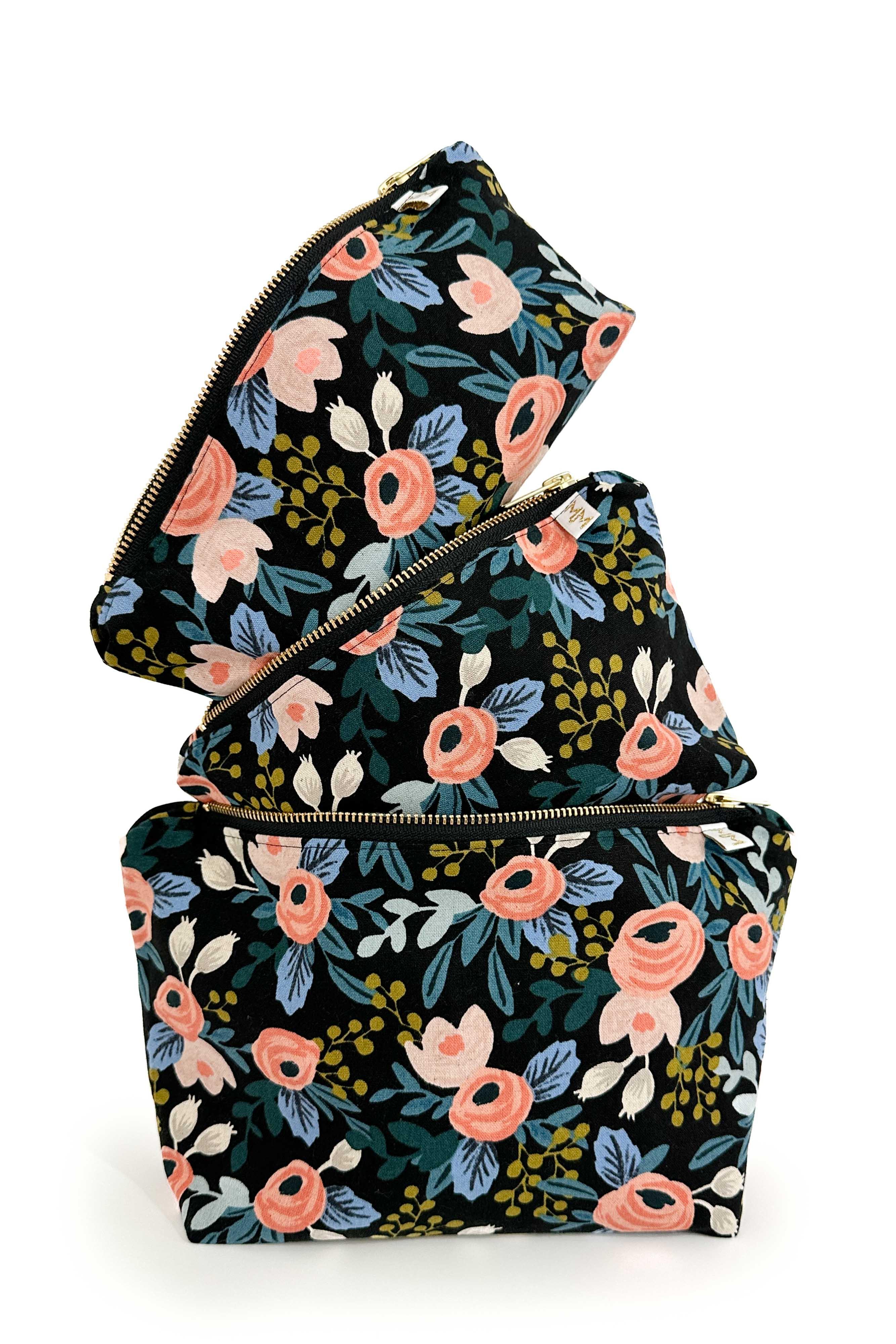 Midnight Garden Canvas 3pc Toiletry Bag Set - Modern Makerie