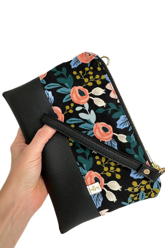 Midnight Garden Canvas Convertible Crossbody Wristlet+ with Compartments - Modern Makerie