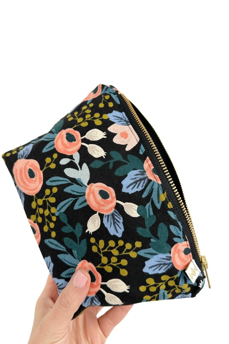 Midnight Garden Mini Maxx Cosmetic Bag with Mesh Pockets - Modern Makerie