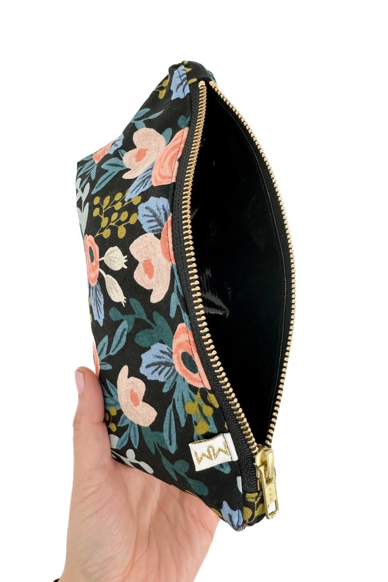 flower design travel toiletry bag Midnight Garden Stash Makeup Bag & Travel Pouch