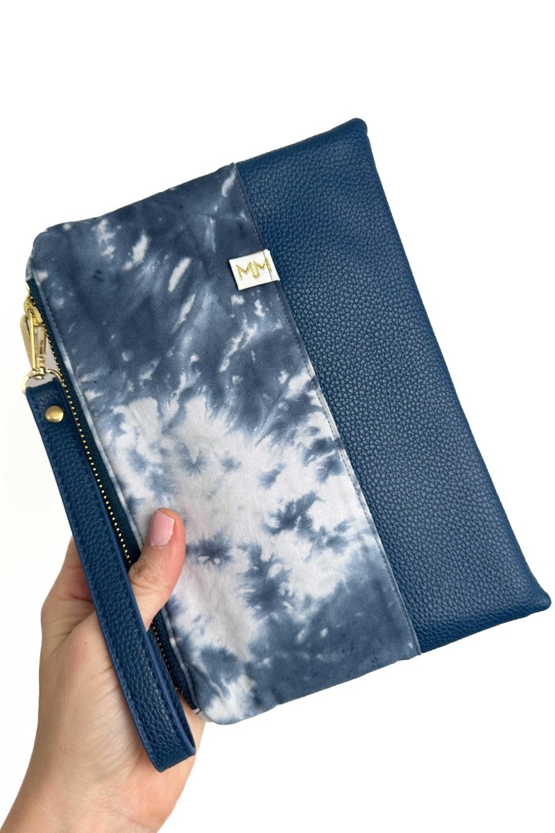 Navy Tie - Dye Convertible Crossbody Wristlet+ with Compartments - Modern Makerie