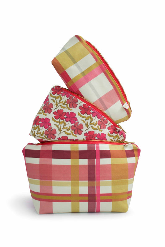 Olive Berry Flora in Cream 3pc Toiletry Bag Set - Modern Makerie