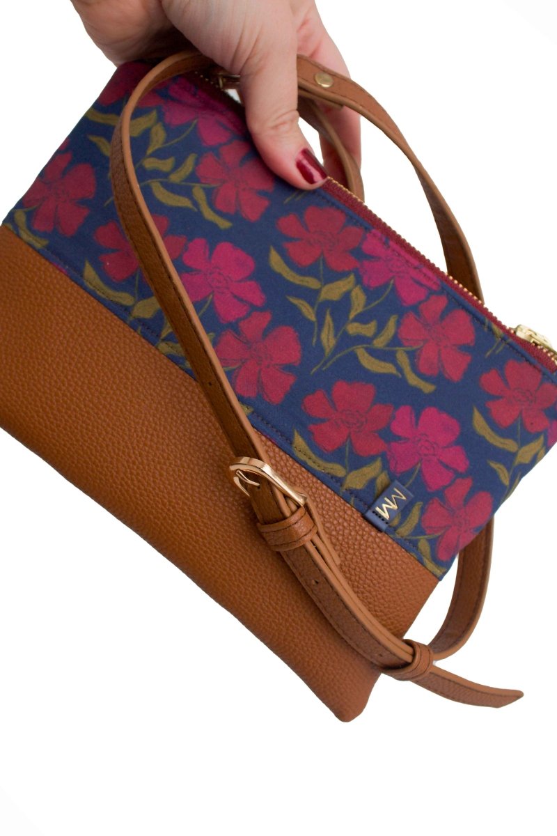 Olive Berry Flora Wristlet – Convertible Canvas Clutch with Card Slots & Elastic Loops - Modern Makerie