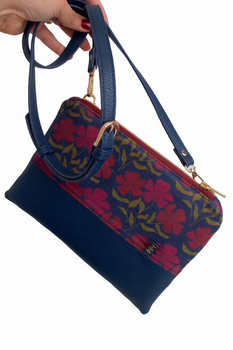 Olive Berry Flora Wristlet – Convertible Canvas Clutch with Card Slots & Elastic Loops - Modern Makerie