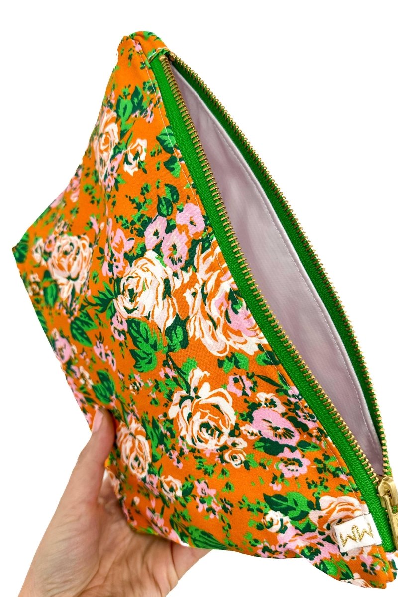 Orange Floral Maxx Cosmetic Bag - Modern Makerie
