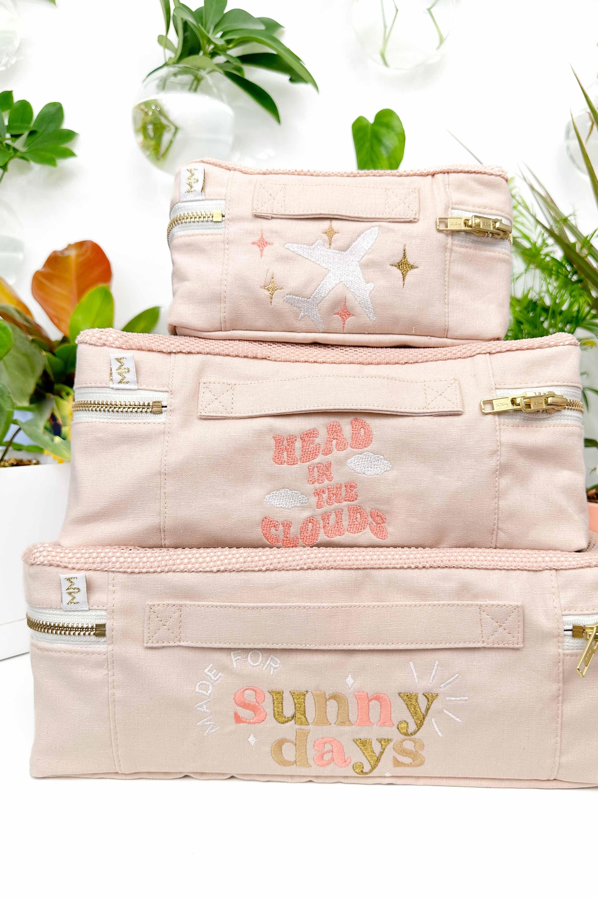 Peach Linen 3pc Luggage Cube Set READY TO SHIP - Modern Makerie
