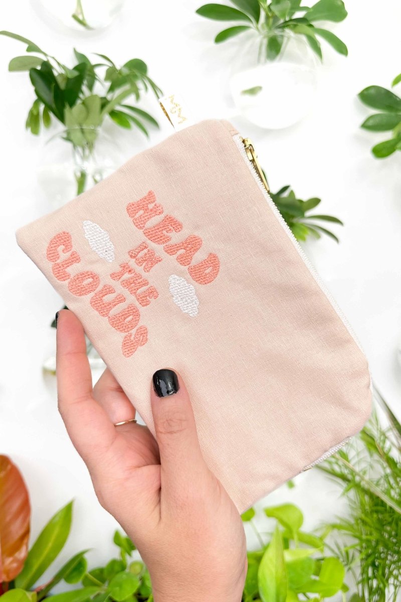 Peach Linen "Head in the Clouds" Everyday Travel Pouch - Modern Makerie