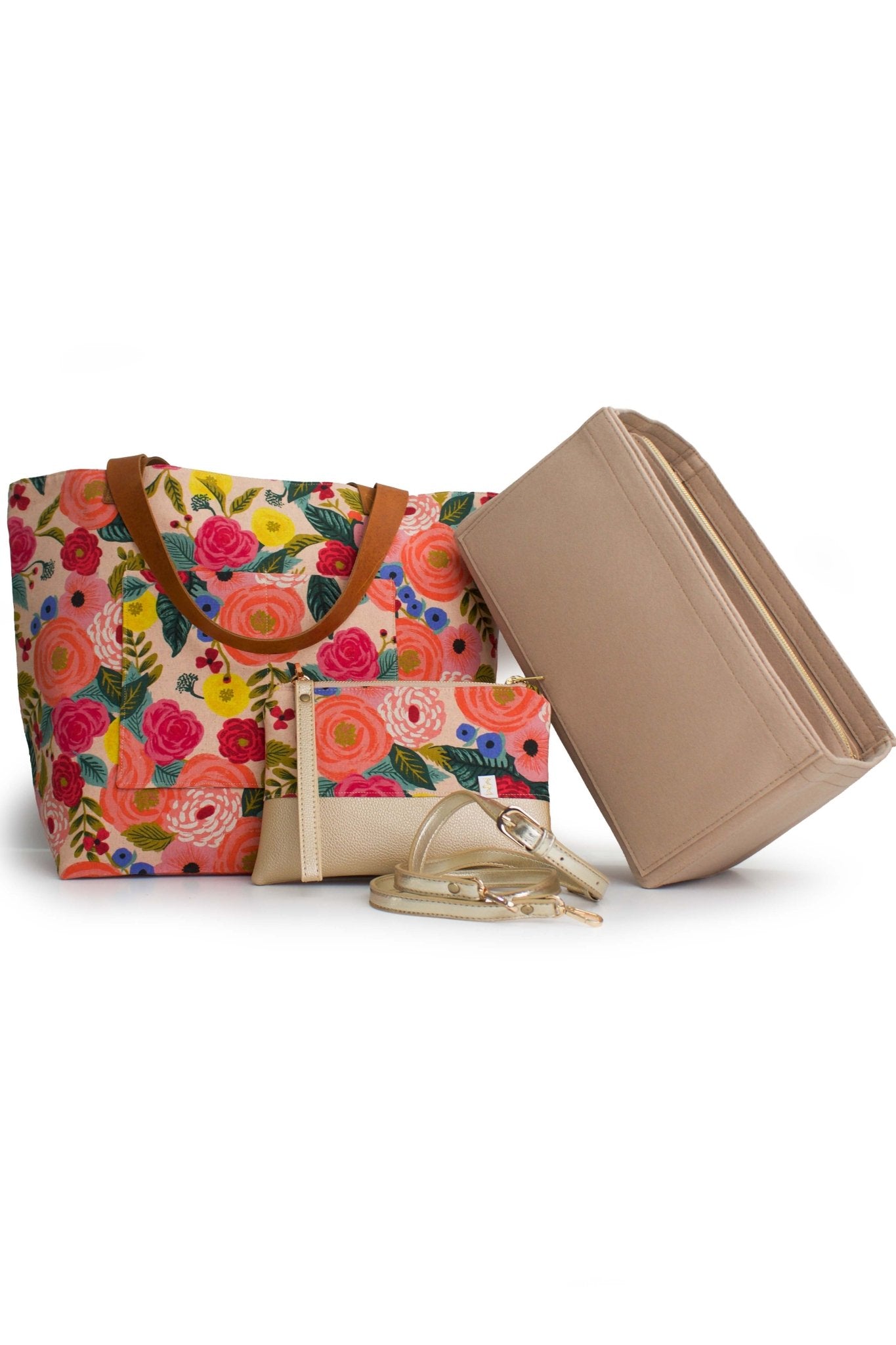 Primrose Garden Everyday Tote Bundle: Tote, Wristlet, Insert & Crossbody Strap - Modern Makerie