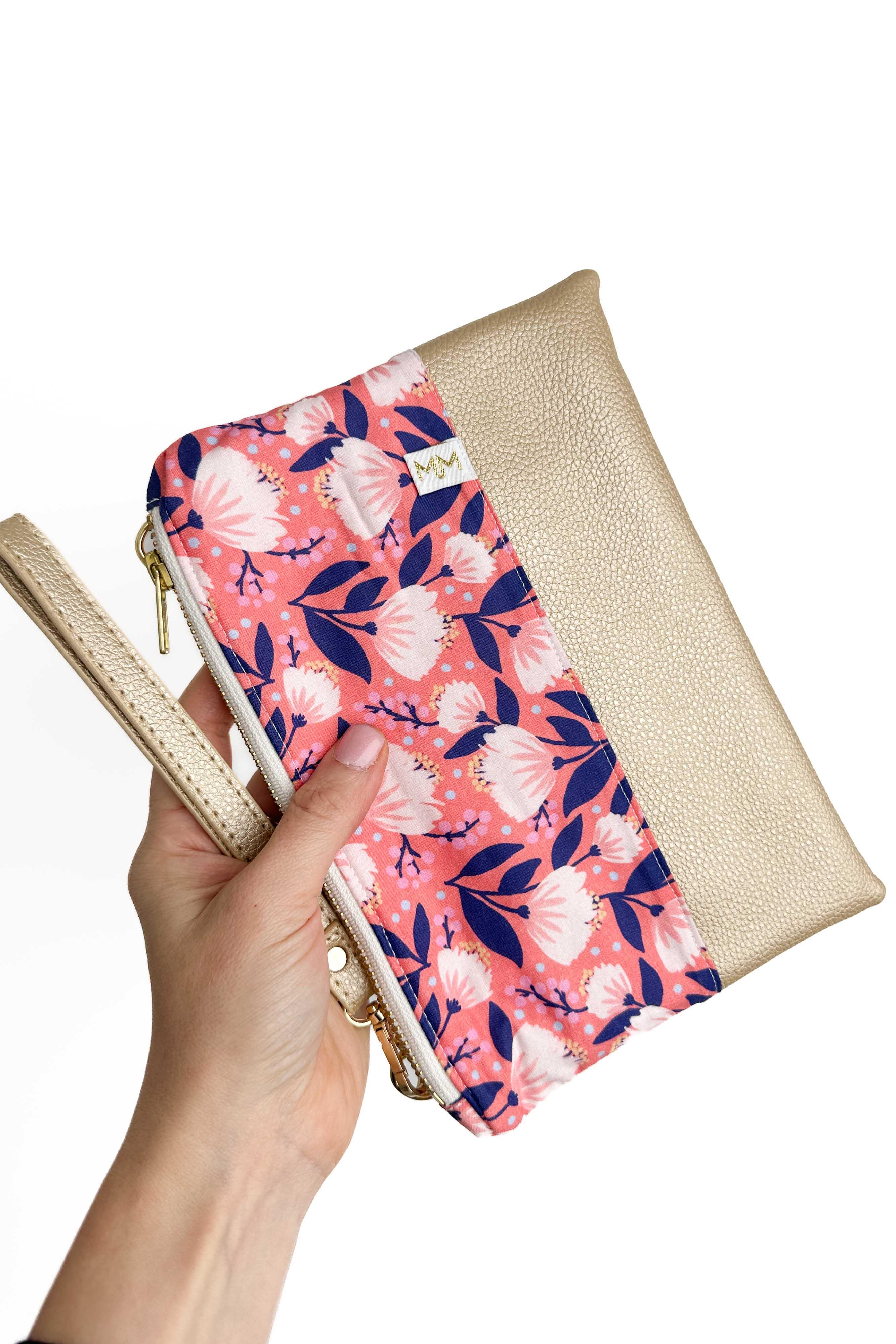 Radiant Coral Convertible Crossbody Wristlet+ with Compartments READY TO SHIP - Modern Makerie