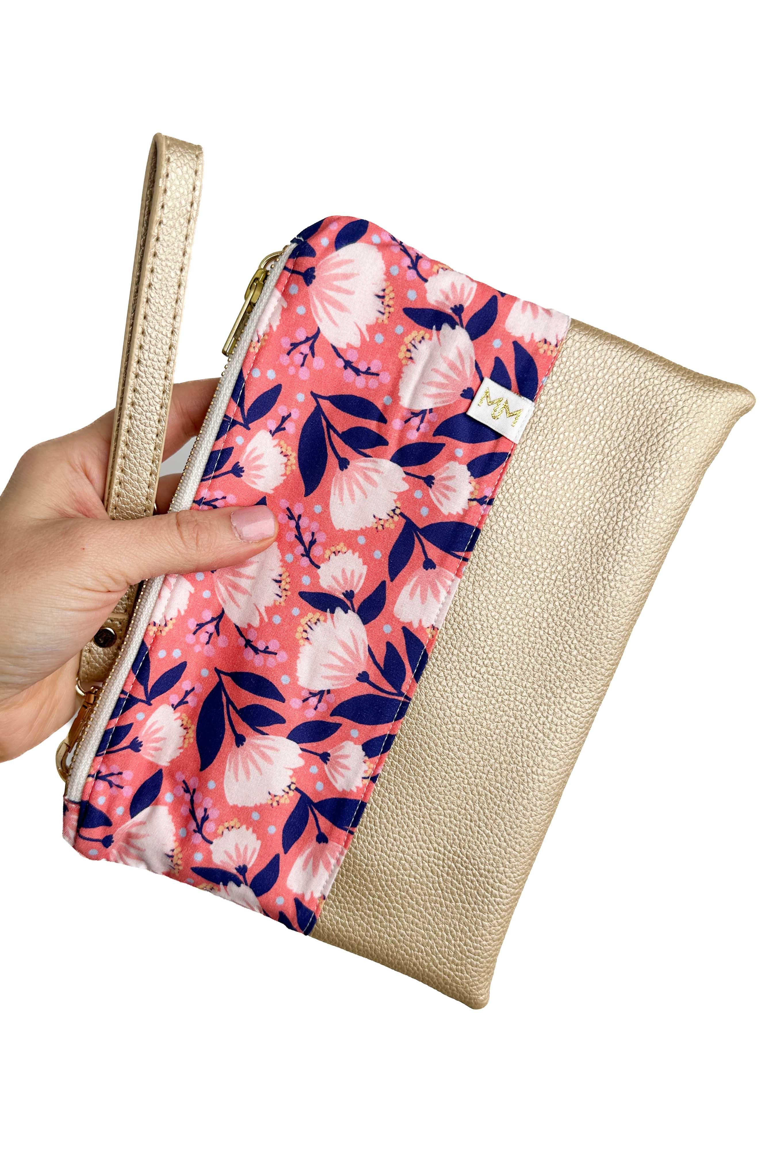Radiant Coral Convertible Crossbody Wristlet+ with Compartments READY TO SHIP - Modern Makerie