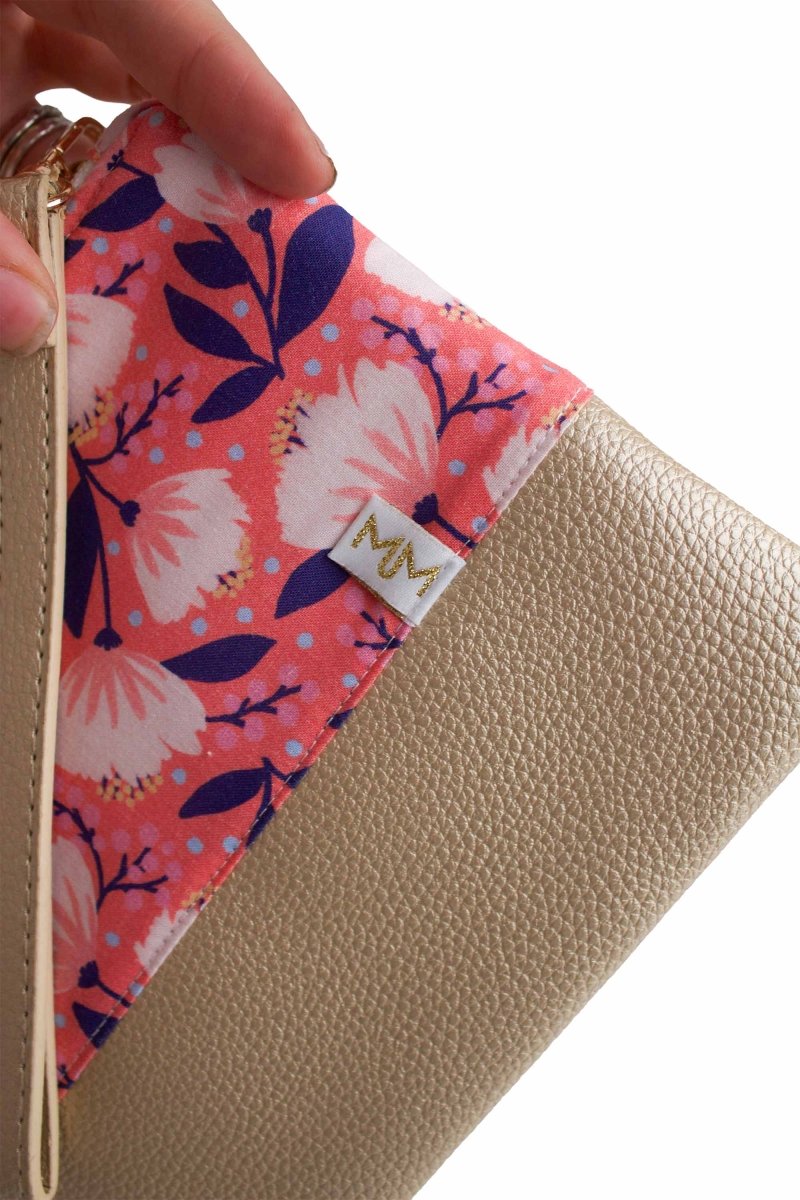 Radiant Coral Vegan Leather Wristlet – Convertible Crossbody Wallet - Modern Makerie