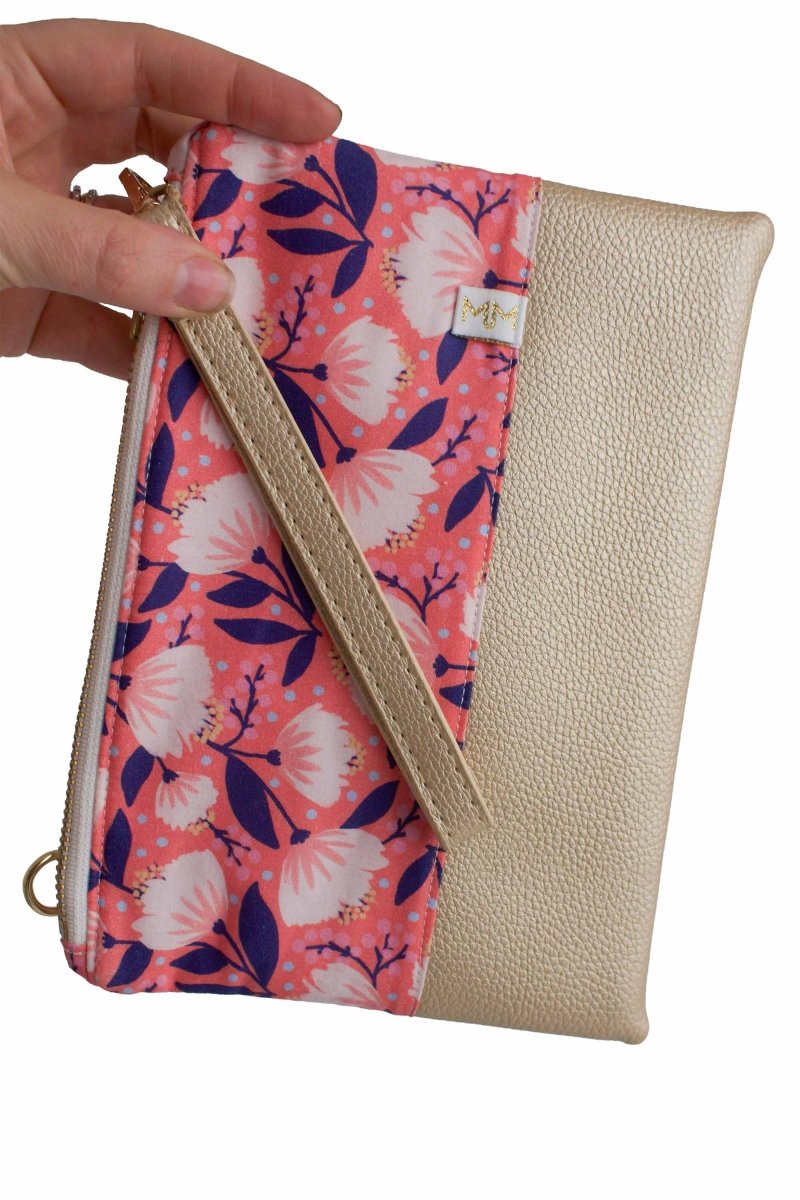 Radiant Coral Vegan Leather Wristlet – Convertible Crossbody Wallet - Modern Makerie