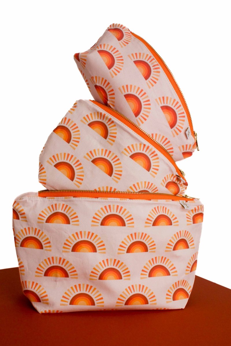 Rainbow Sun 3 Piece Cosmetic & Toiletry Bag Set - Modern Makerie