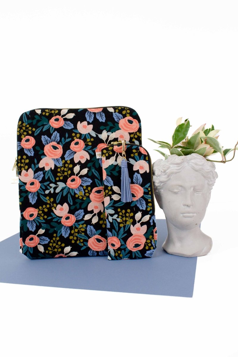 Rifle Paper Co. Midnight Garden Canvas 12.9" iPad Sleeve and Accessory Bag Bundle - Modern Makerie