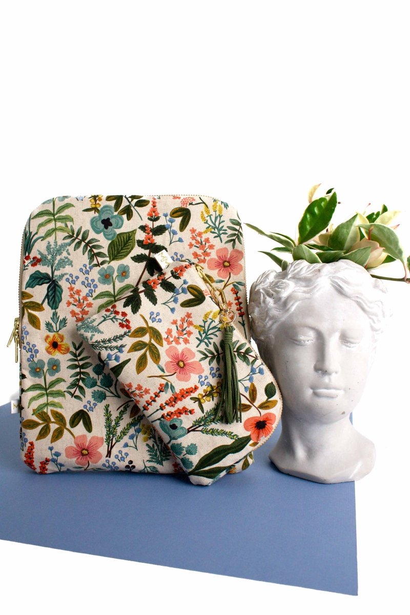 Rifle Paper Co. Wildflower Canvas 11" iPad Sleeve and Accessory Pouch Bundle - Modern Makerie