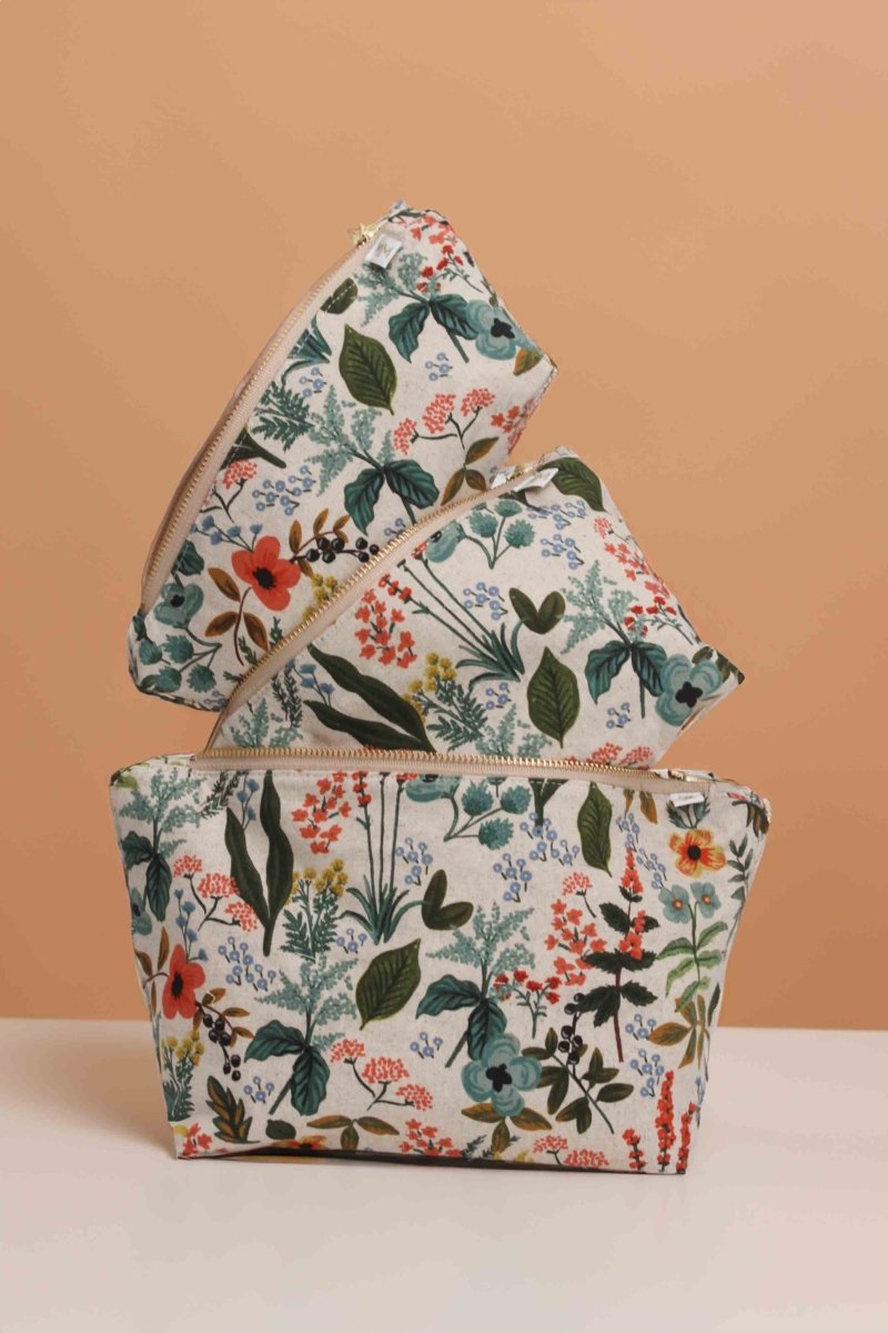 Rifle Paper Co. Wildflower Canvas 3 Piece Makeup & Toiletry Bag Set - Modern Makerie