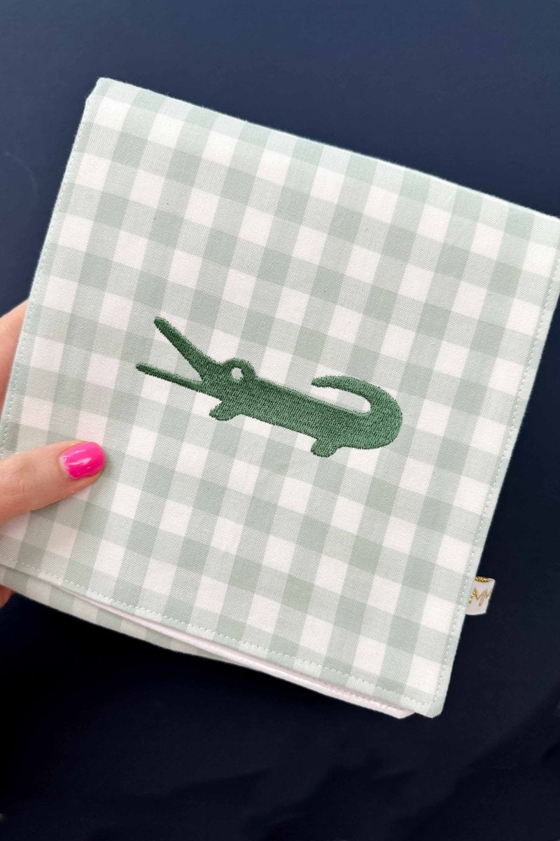 Sage Gingham Alligator Baby Changing Mat - Modern Makerie