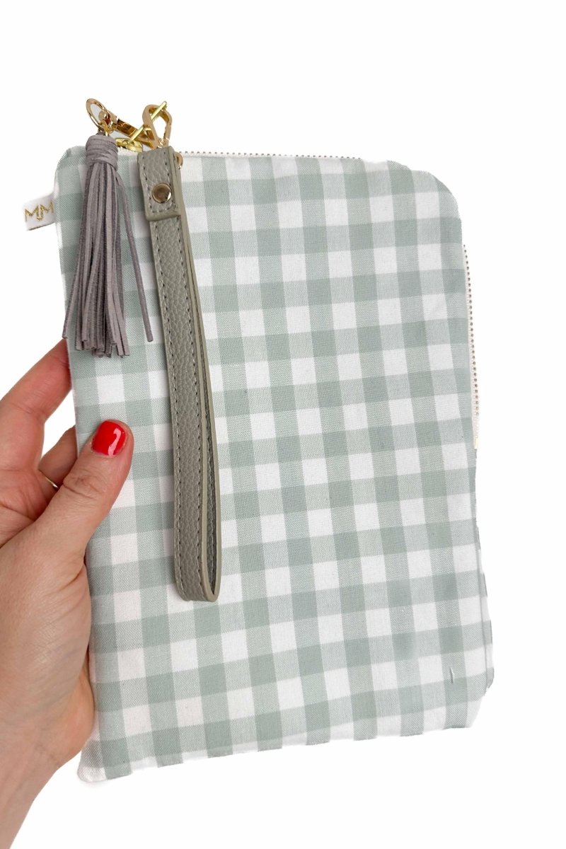 Sage Gingham Everyday Travel Diaper Pouch - Modern Makerie