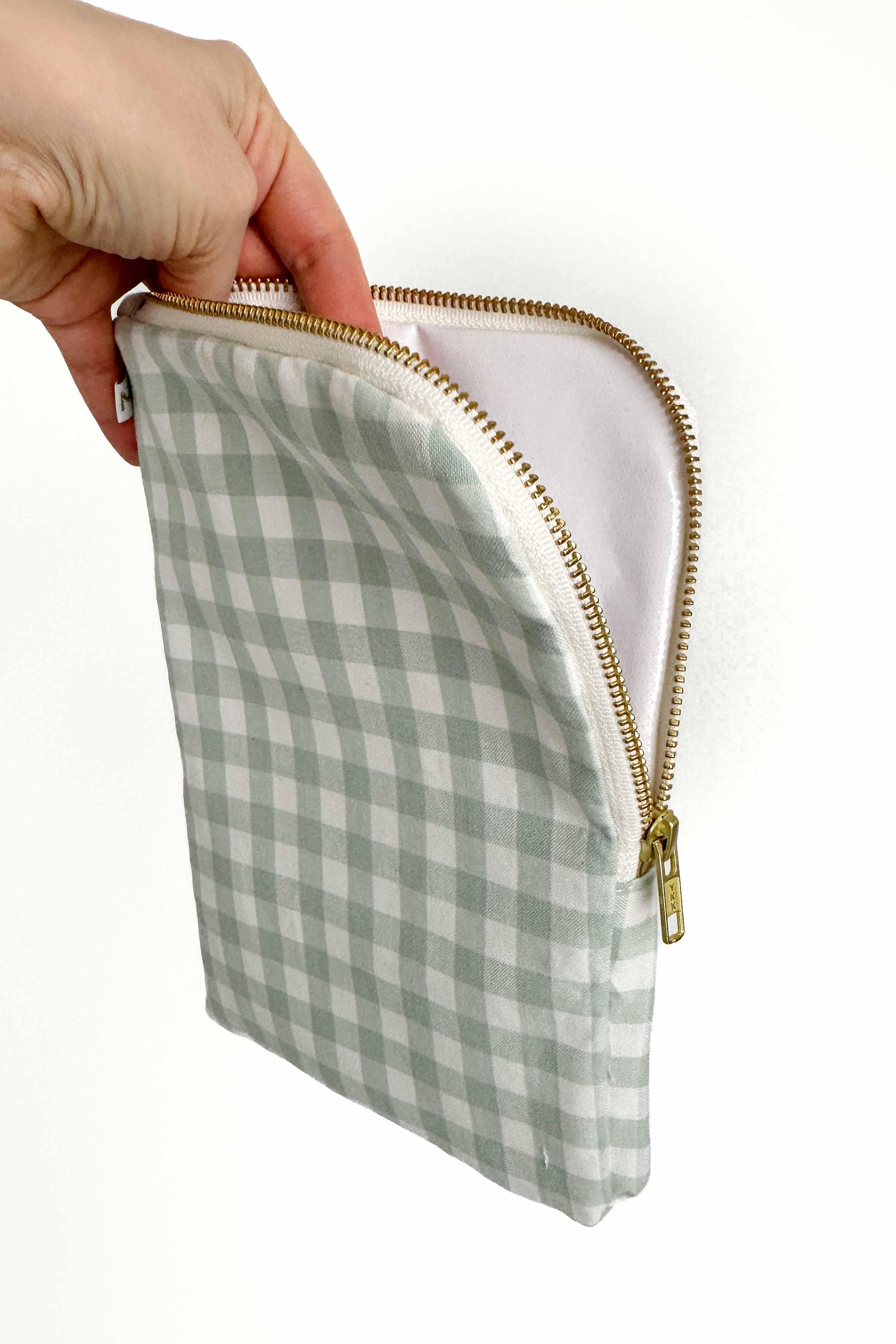 Sage Gingham Everyday Diaper Pouch READY TO SHIP - Modern Makerie