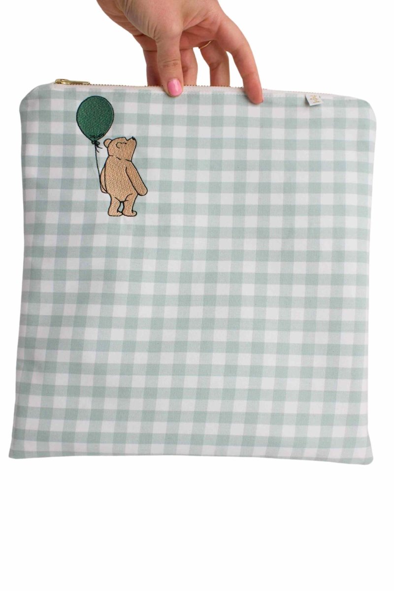 Sage Gingham Pooh Large Wet Bag - Modern Makerie