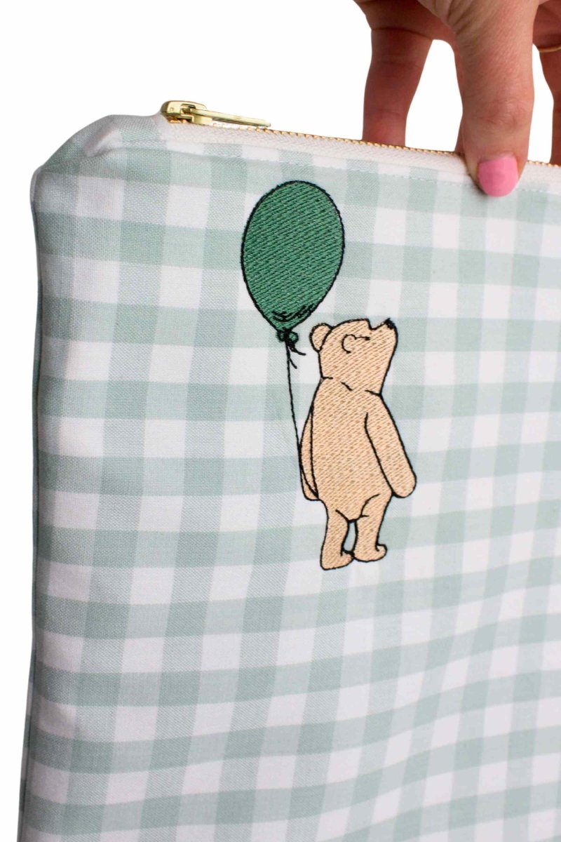 Sage Gingham Pooh Large Wet Bag - Modern Makerie