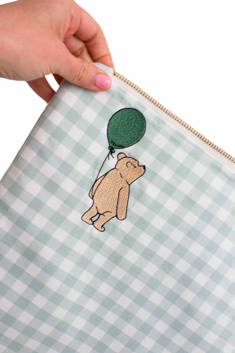 Sage Gingham Pooh Large Wet Bag - Modern Makerie