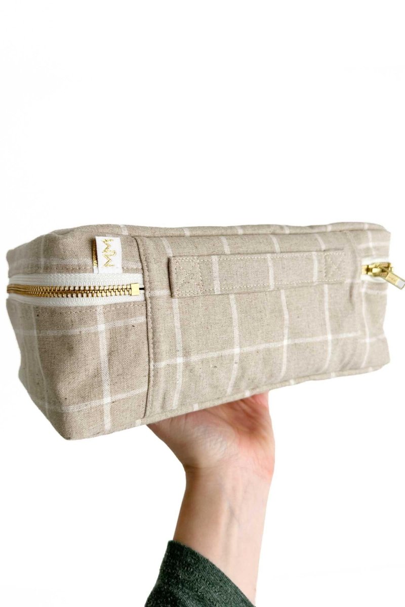 Sahara Linen Everyday Cosmetic Cube with Brush Loops - Modern Makerie