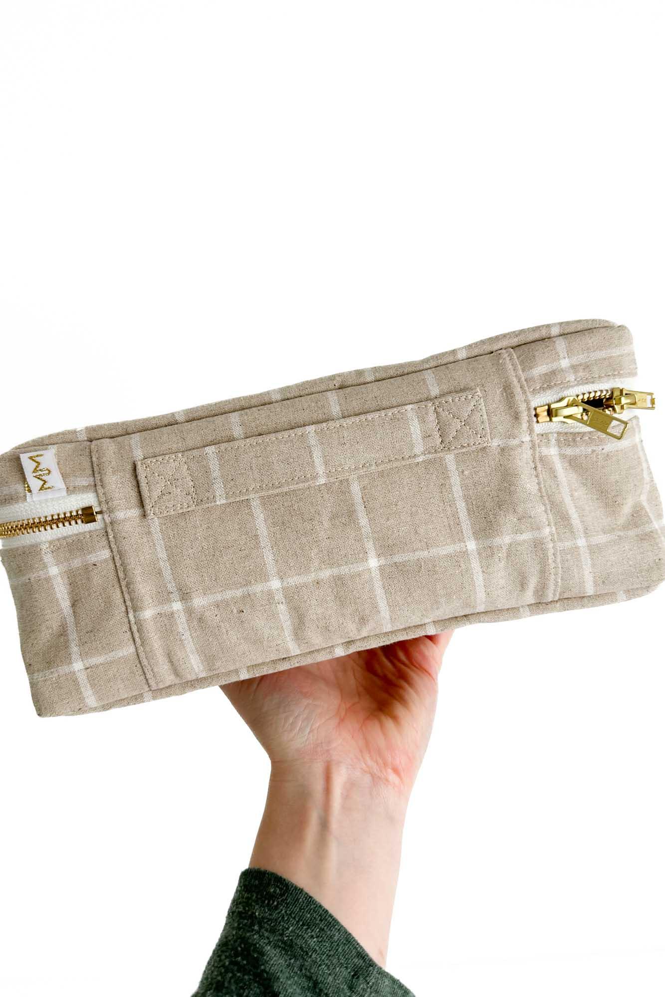 Sahara Linen Everyday Leak-proof Cube with Brush Loops READY TO SHIP - Modern Makerie