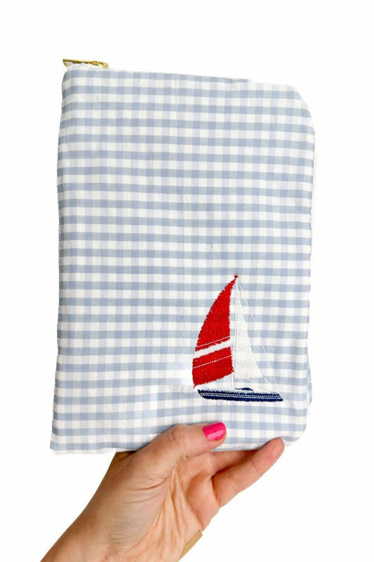 Seersucker "Sailboat" Everyday Travel Diaper Pouch - Modern Makerie