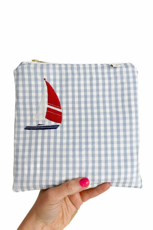 Seersucker "Sailboat" Small Wet Bag - Modern Makerie