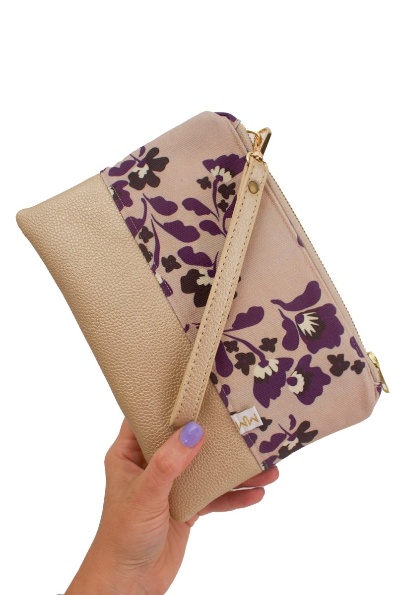 Sunny Meadow in Mulberry Wristlet – Convertible Crossbody Wallet - Modern Makerie
