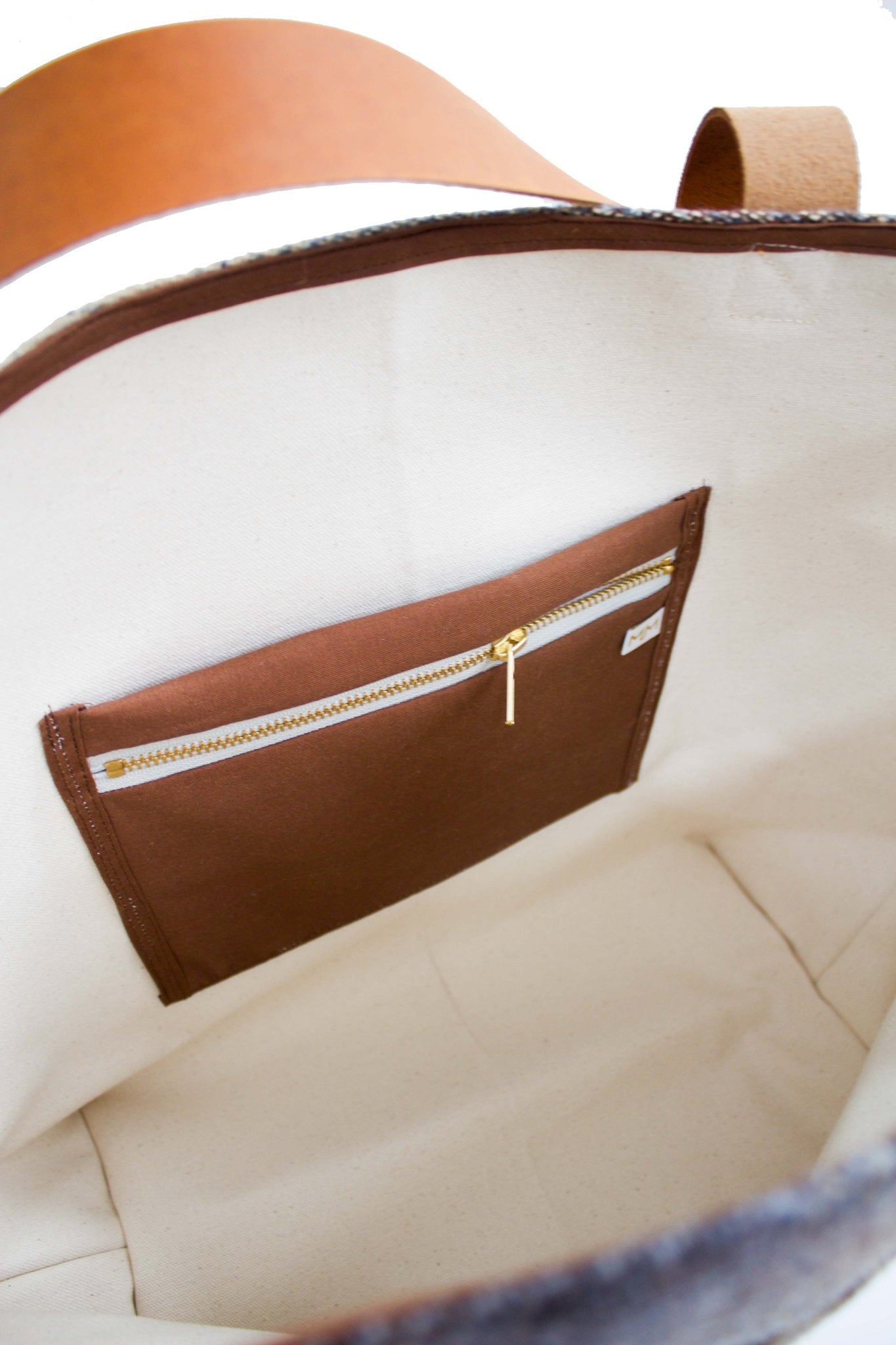 Upcycled Gray Plaid Everyday Tote - Modern Makerie