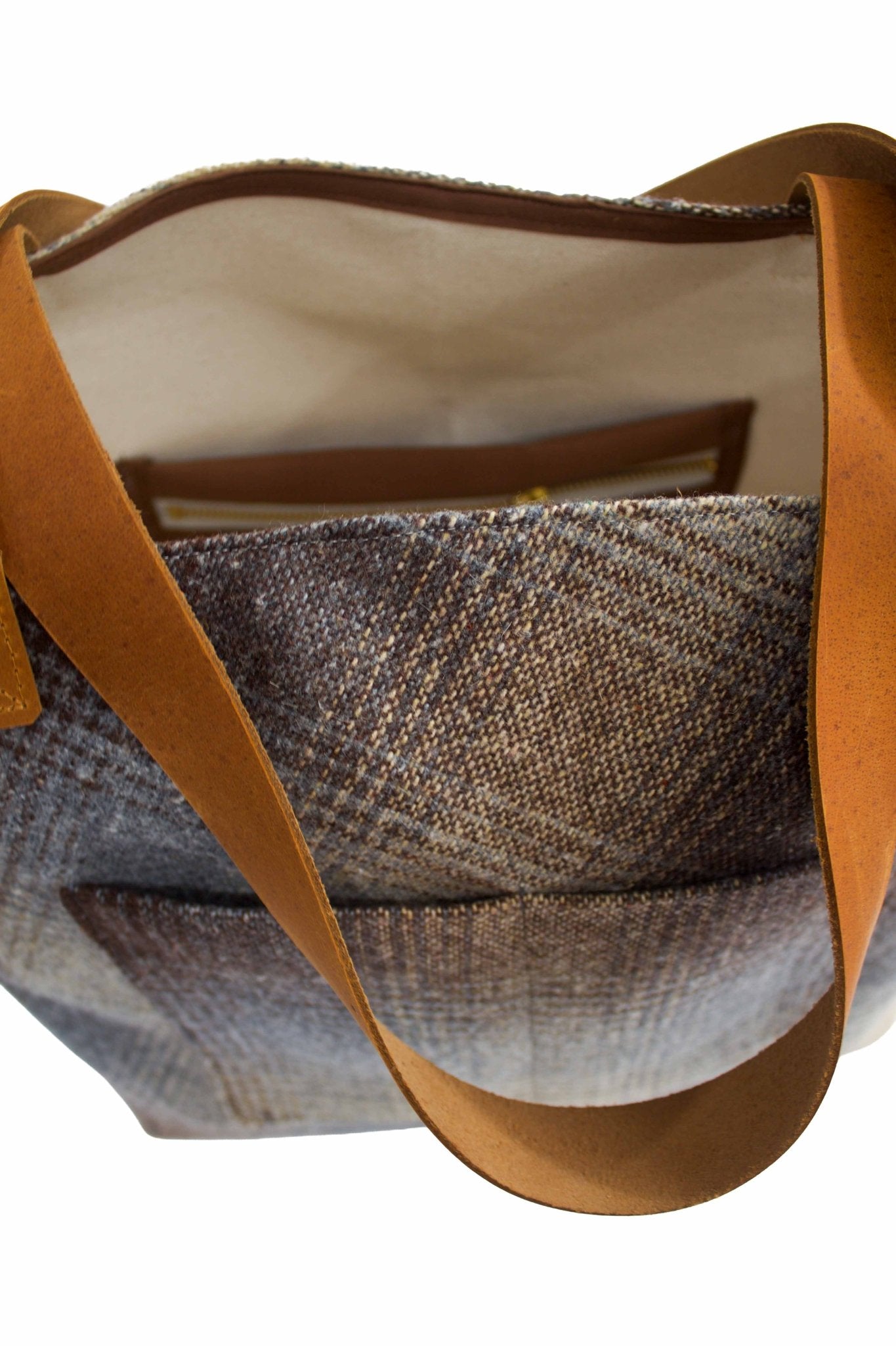 Upcycled Gray Plaid Everyday Tote - Modern Makerie