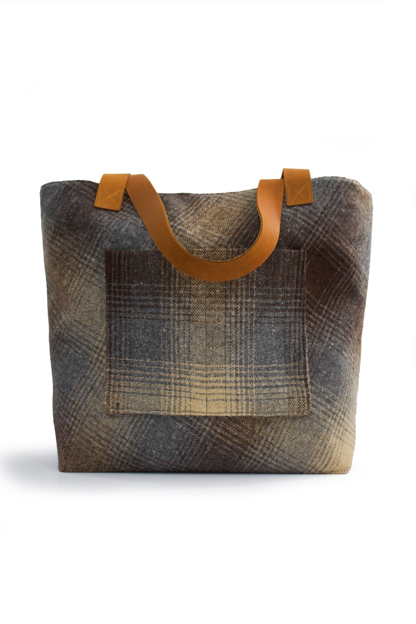 Upcycled Gray Plaid Everyday Tote - Modern Makerie