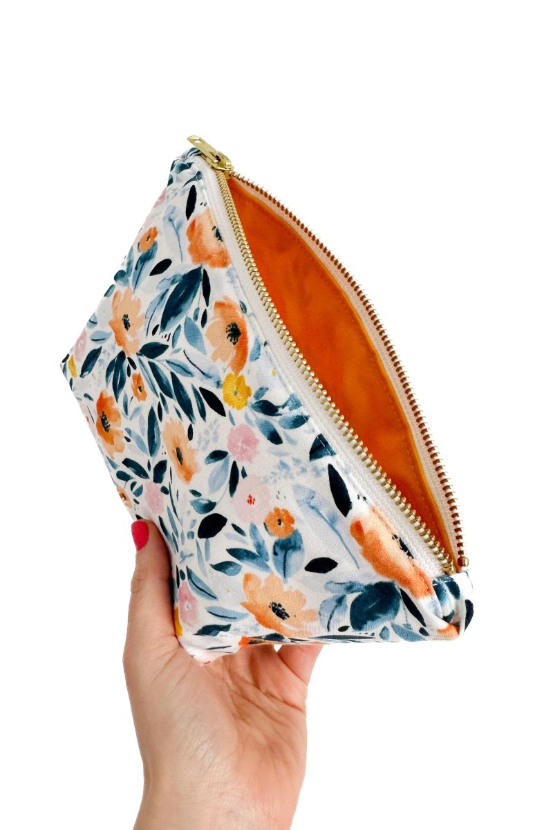 Watercolor Floral Mini Maxx Cosmetic Bag - Modern Makerie
