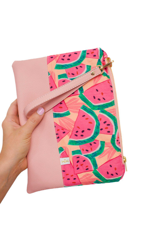 Watermelon Vegan Leather Wristlet XL – Convertible Crossbody Wallet