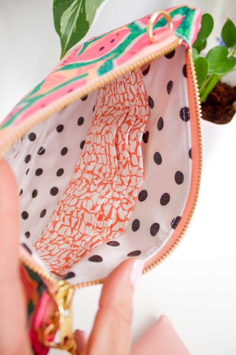 Watermelon Vegan Leather Wristlet XL – Convertible Crossbody Wallet - Modern Makerie