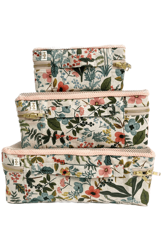 Wildflower Canvas 3pc Luggage Cube Set - Modern Makerie