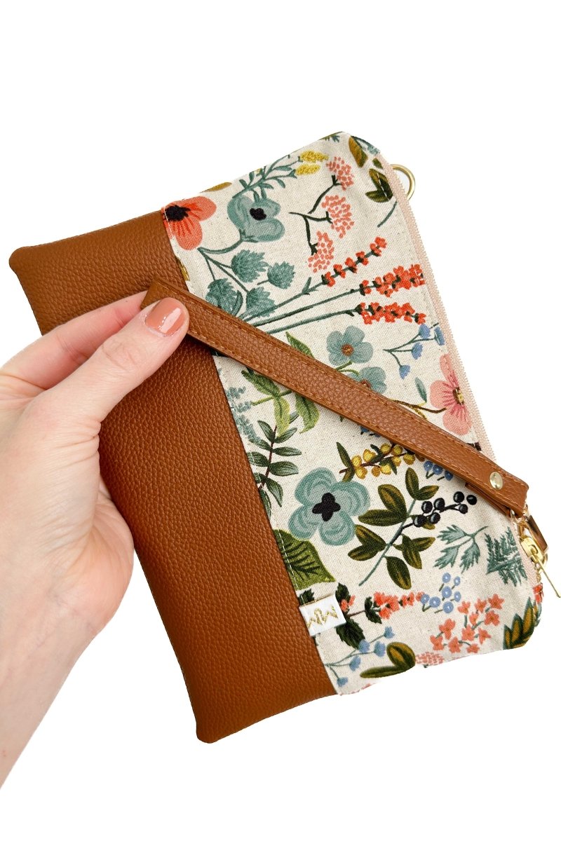 Wildflower Canvas Convertible Crossbody Wristlet+ with Compartments - Modern Makerie