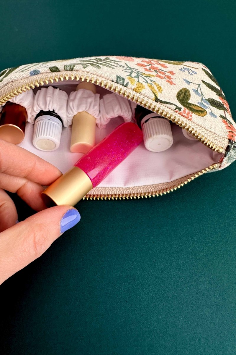 Wildflower Canvas Everyday Essential Oil Pouch with Compartments - Modern Makerie