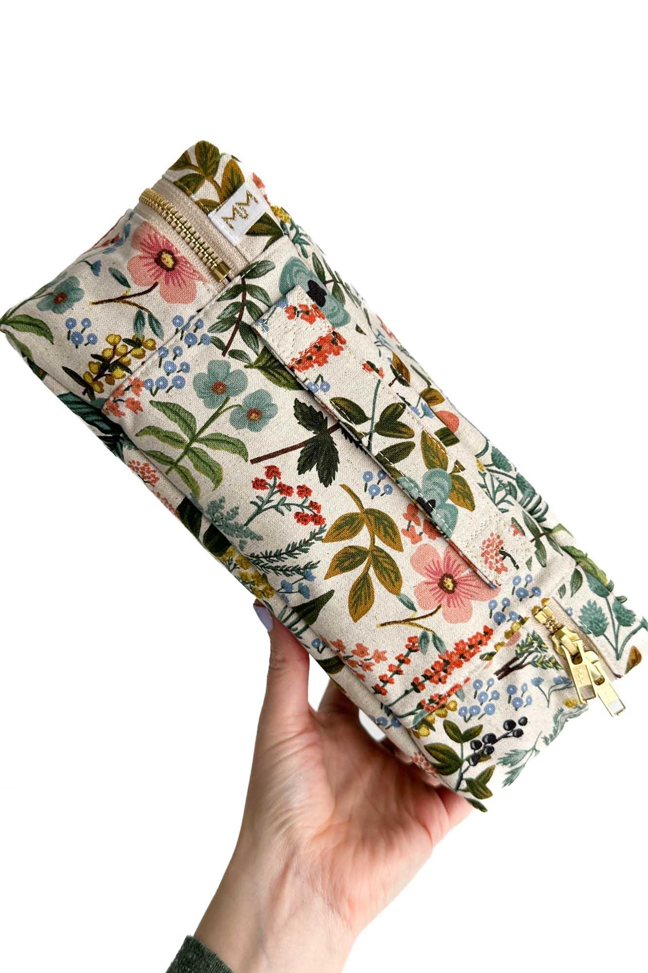 Wildflower Canvas Everyday Leak-proof Cube with Brush Loops READY TO SHIP - Modern Makerie