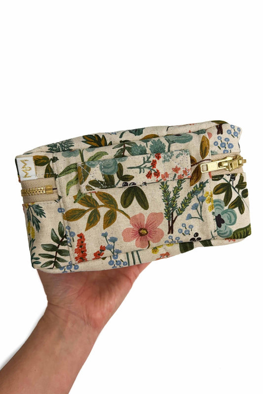 Wildflower Canvas Mini Leak-proof Cube with Brush Loops - Modern Makerie