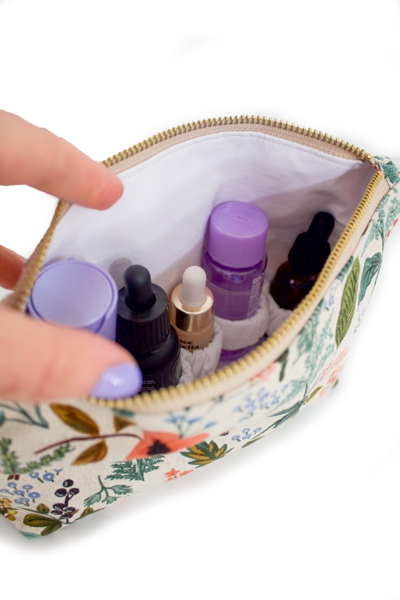 Wildflower Canvas Mini Maxx Makeup & Toiletry Bag with Elastic Loops - Modern Makerie