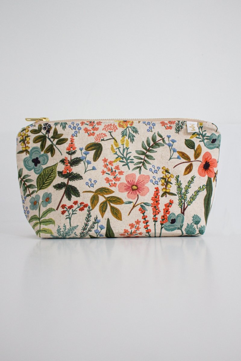 Wildflower Canvas Mini Maxx Makeup & Toiletry Bag with Elastic Loops - Modern Makerie