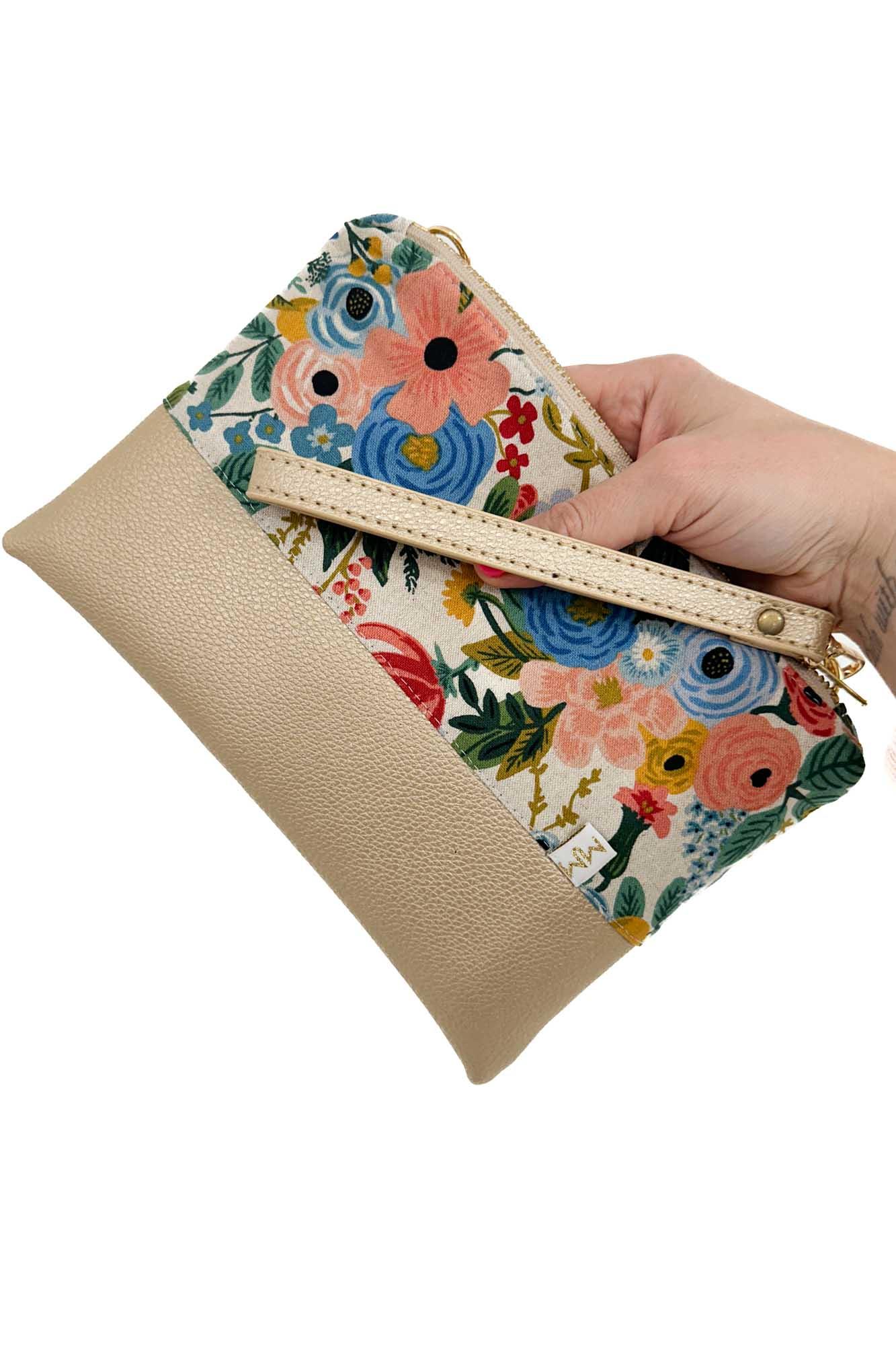 Wildwood Blue Canvas Convertible Crossbody Wristlet+ with Compartments READY TO SHIP - Modern Makerie